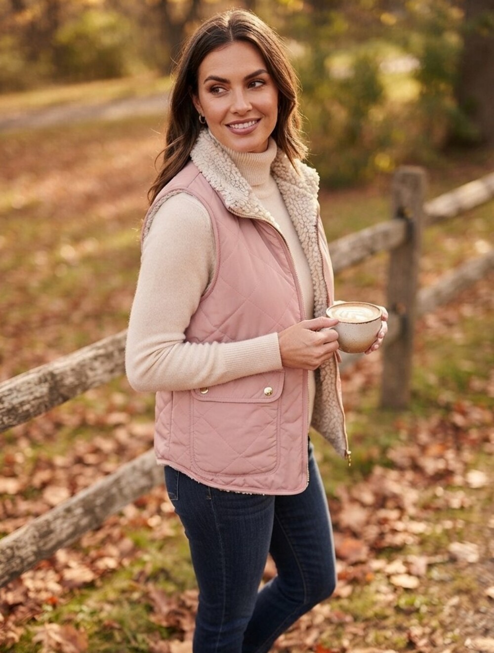Thread & Supply Women's Wubby Fuzzy Fleece Sherpa Vest Pink Size Medium